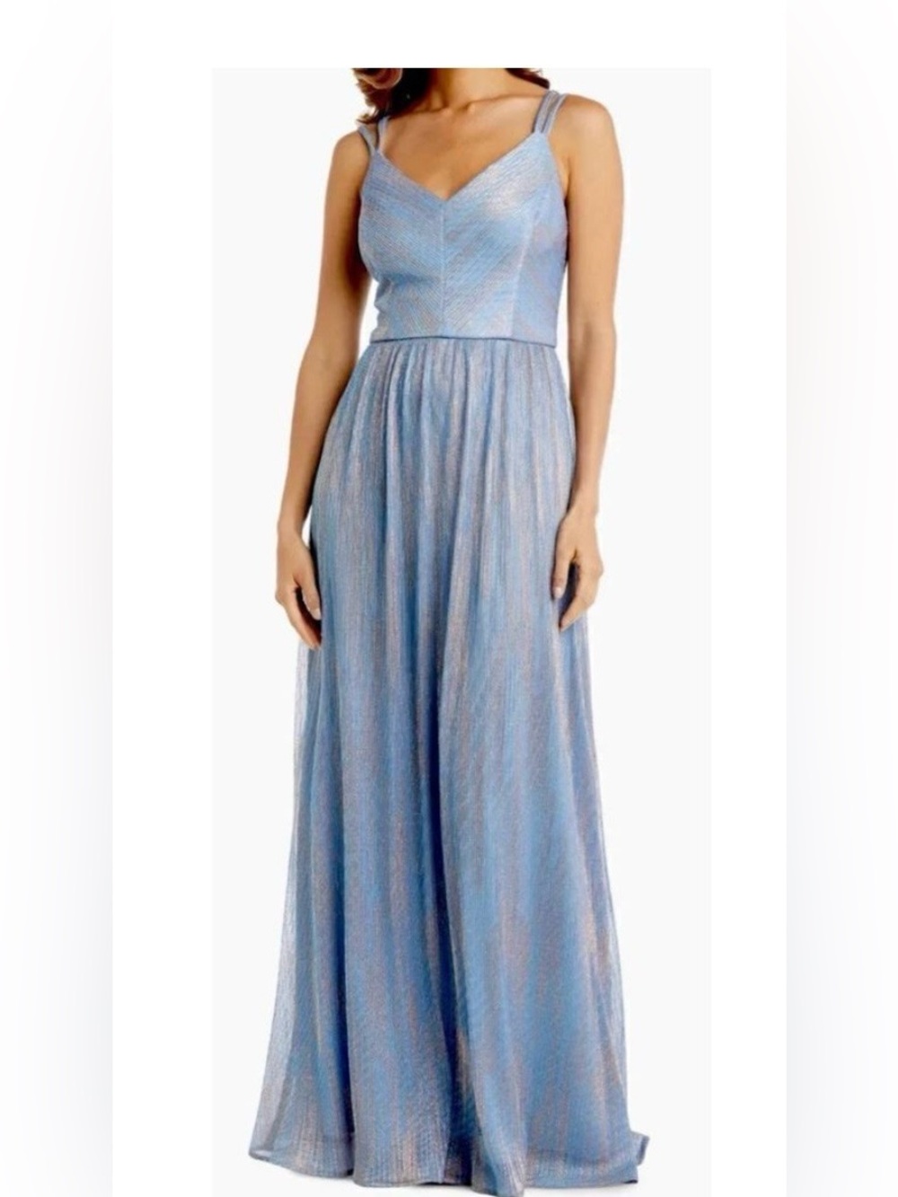 Night Way Collections Light Blue Rose Gold Shimmery Maxi Fairy Formal Gown 4P